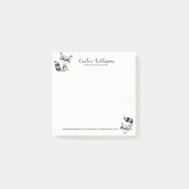 Illustration av Cute Cat-vattenfärger Post-it Block (Framsida)