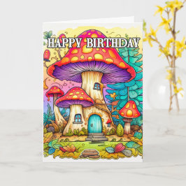 Illustration av Cute Colorful Mushroom Forest Illu Kort