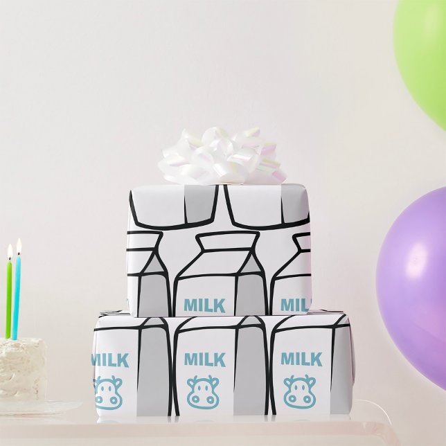 Illustration av Cute Dairy Cow Tecknad Mjölk-karto Presentpapper (Skapare uppladdad)