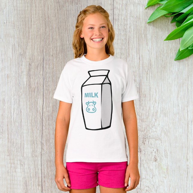Illustration av Cute Dairy Cow Tecknad Mjölk-karto T Shirt (Skapare uppladdad)