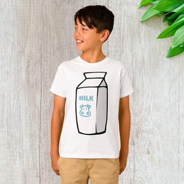 Illustration av Cute Dairy Cow Tecknad Mjölk-karto T Shirt (Skapare uppladdad)