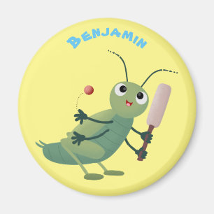 illustration av Cute grönt cricket-insektens teck Magnet