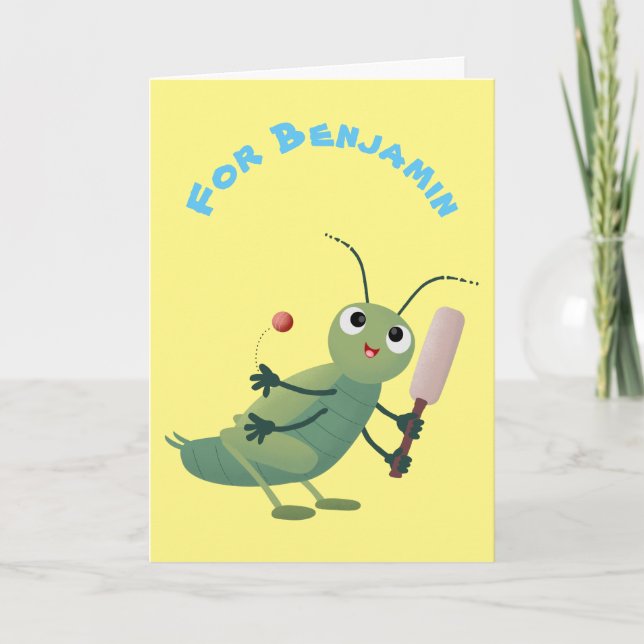 illustration av Cute grönt cricket-insektens teckn Kort (Framsida)