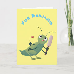 illustration av Cute grönt cricket-insektens teckn Kort