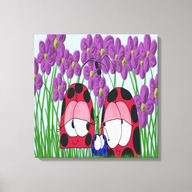 Illustration av Cute Ladybug-familjen Canvastryck (Framsida)