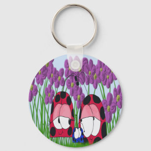 Illustration av Cute Ladybug-familjen Nyckelring