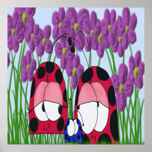 Illustration av Cute Ladybug-familjen Poster