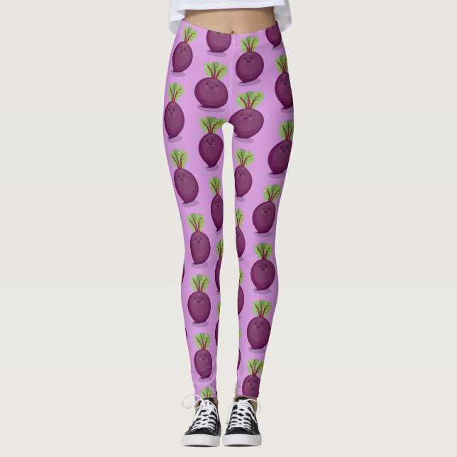 illustration av Cute lycklig lila-tecknaden för so Leggings (Framsida)