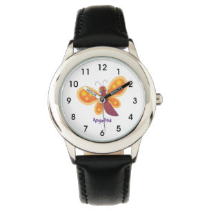illustration av Cute lycklig orange-tecknaden för Armbandsur
