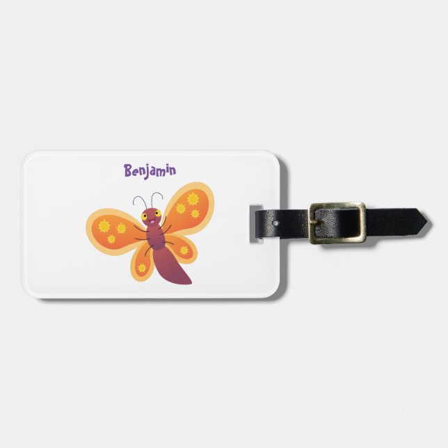 illustration av Cute lycklig orange-tecknaden för  Bagagebricka (Horisontell Framsida)