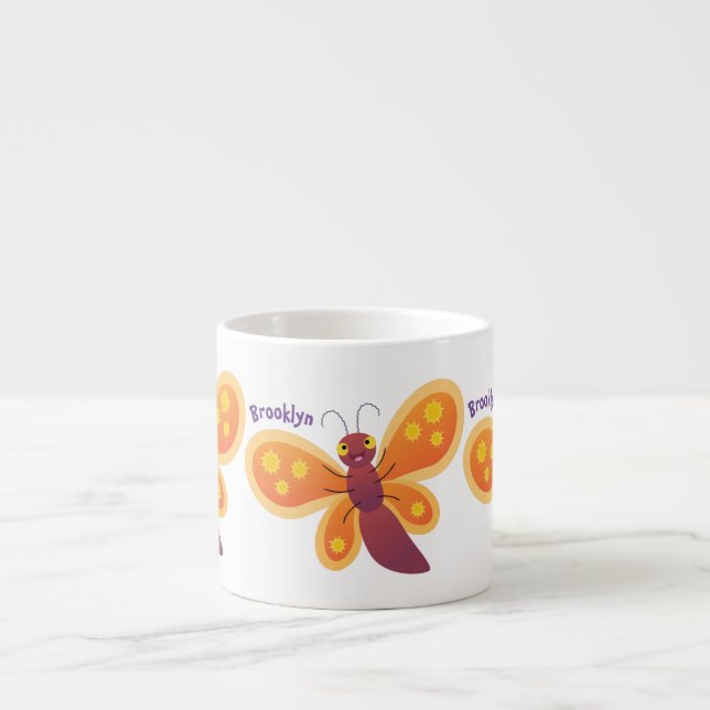 illustration av Cute lycklig orange-tecknaden för  Espressomugg (Framsidan)