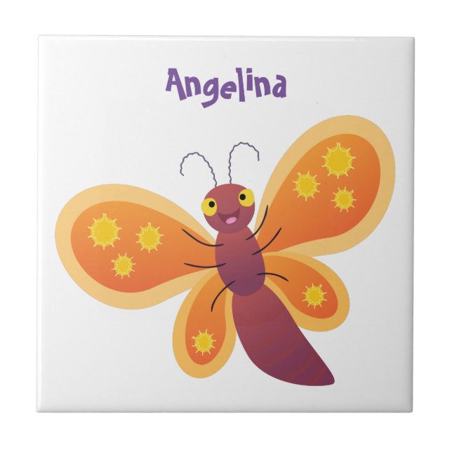 illustration av Cute lycklig orange-tecknaden för  Kakelplatta (Framsidan)