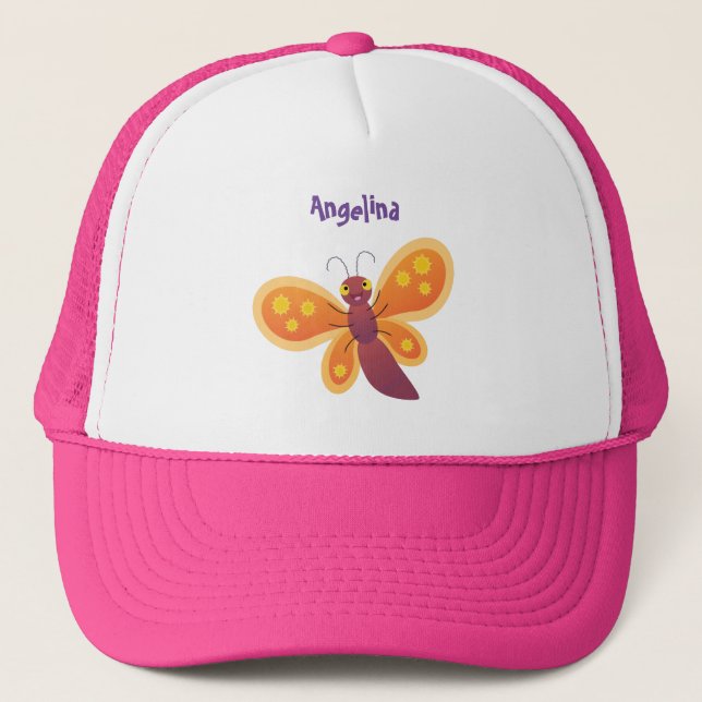 illustration av Cute lycklig orange-tecknaden för  Keps (Framsida)