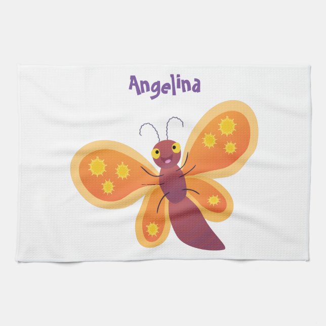 illustration av Cute lycklig orange-tecknaden för  Kökshandduk (Horisontell)
