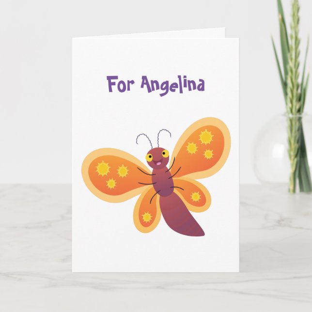 illustration av Cute lycklig orange-tecknaden för  Kort (Framsida)