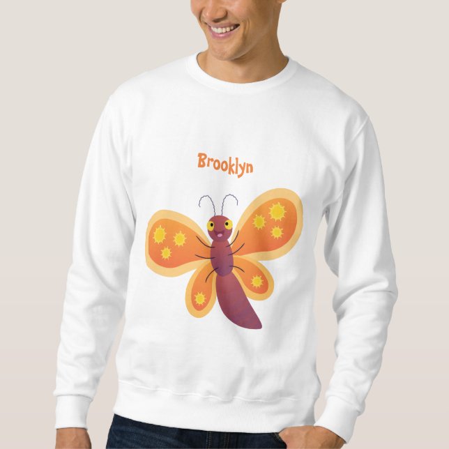 illustration av Cute lycklig orange-tecknaden för  Lång Ärmad Tröja (Framsida)