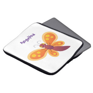illustration av Cute lycklig orange-tecknaden för Laptop Fodral