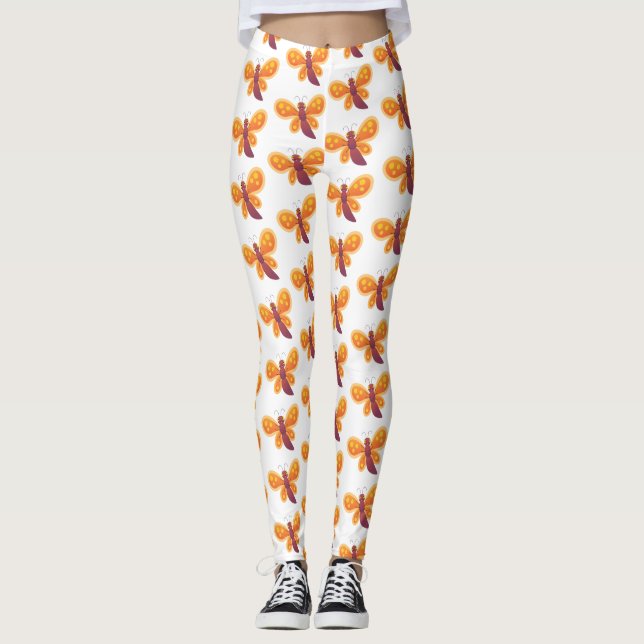 illustration av Cute lycklig orange-tecknaden för  Leggings (Framsida)