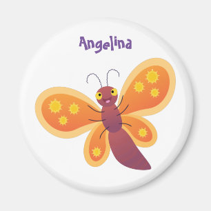 illustration av Cute lycklig orange-tecknaden för Magnet