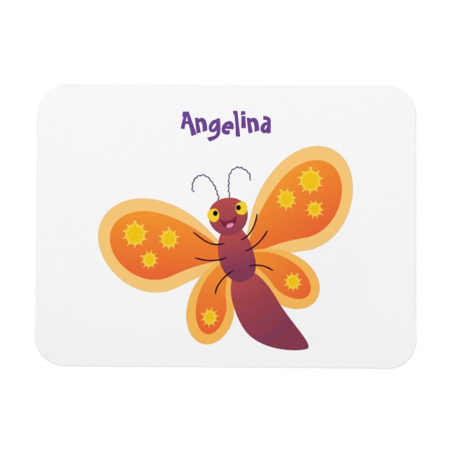 illustration av Cute lycklig orange-tecknaden för  Magnet (Horisontell)