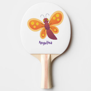 illustration av Cute lycklig orange-tecknaden för Pingisracket
