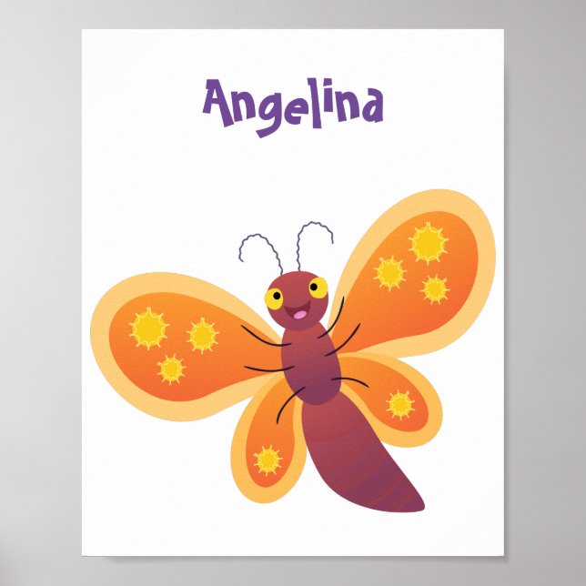 illustration av Cute lycklig orange-tecknaden för  Poster (Framsidan)