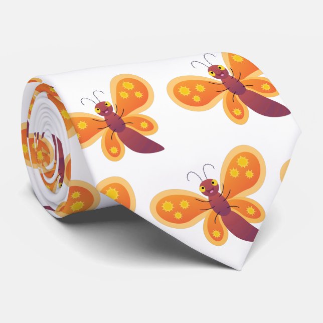 illustration av Cute lycklig orange-tecknaden för  Slips (Rullad)