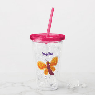 illustration av Cute lycklig orange-tecknaden för  Take Away Mugg