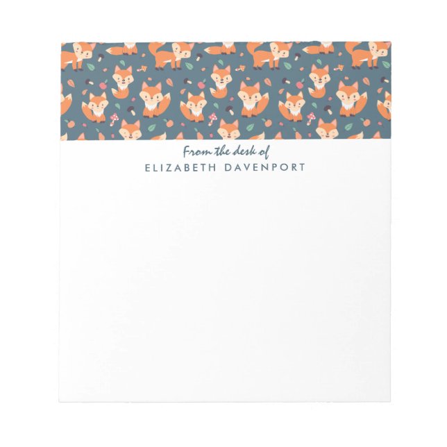 Illustration av Cute Orange Fox Mönster Anteckningsblock (Framsida)