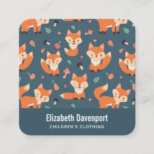 Illustration av Cute Orange Fox Mönster Fyrkantigt Visitkort