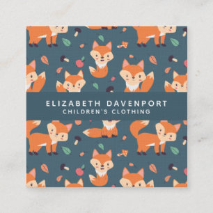 Illustration av Cute Orange Fox Mönster Fyrkantigt Visitkort