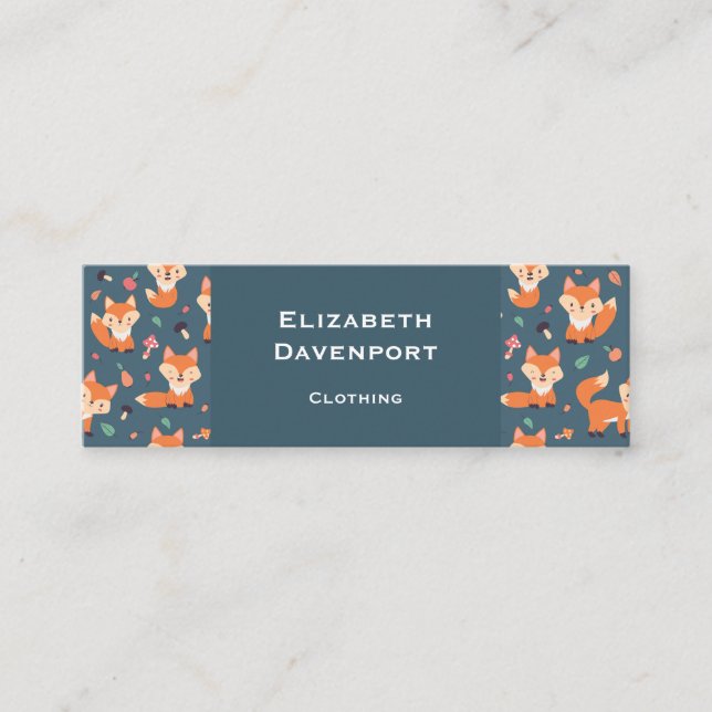 Illustration av Cute Orange Fox Mönster Mini Visitkort (Framsida)