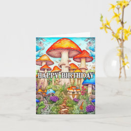 Illustration av cute-överodlad svampskog kort