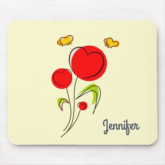 Illustration av Cute Red Heart Flowers Musmatta (Framsidan)