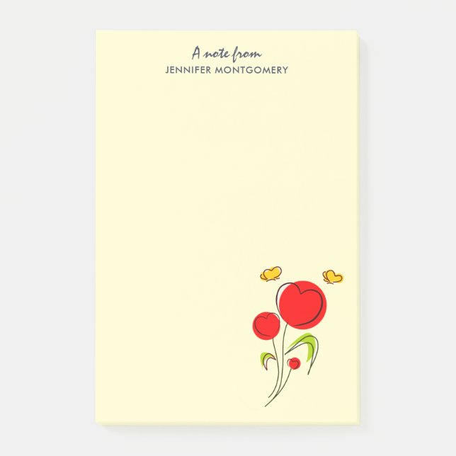Illustration av Cute Red Heart Flowers Post-it Block (Framsida)