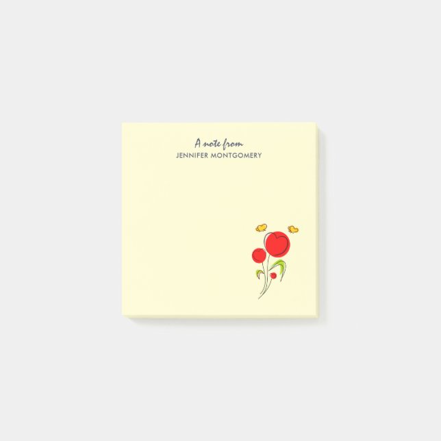 Illustration av Cute Red Heart Flowers Post-it Block (Framsida)