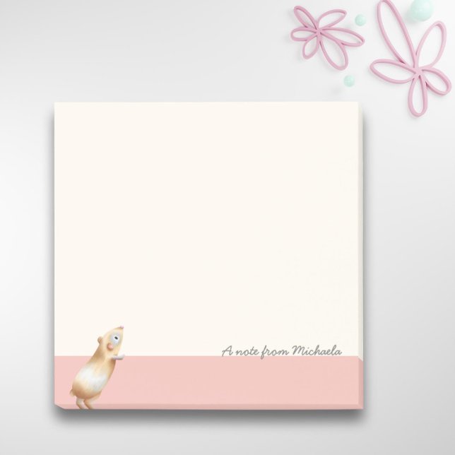 Illustration av Cute Rosa Gult Guinea Gris Post-it Block (Skapare uppladdad)