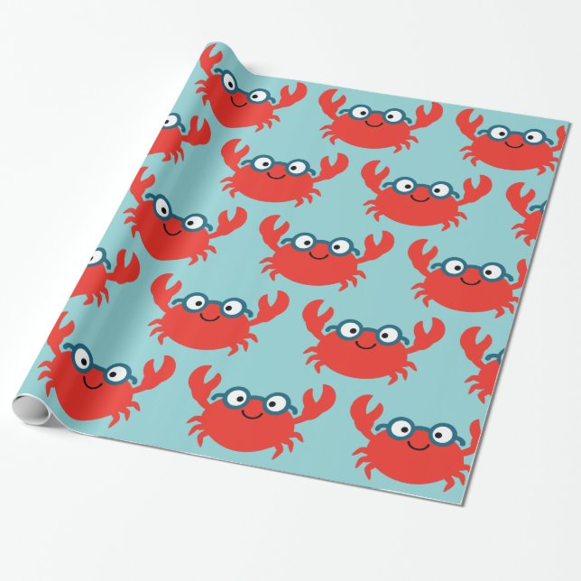 Illustration av Cute Specky Crab Presentpapper (Utrullad)