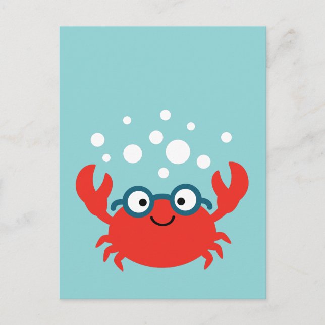 Illustration av Cute Specky Crab Vykort (Framsida)