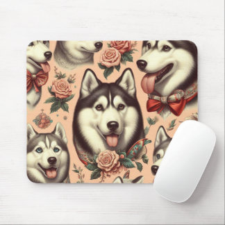 Illustration av Cute Vintage Siberian husky Musmatta