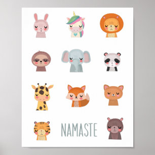 Illustration av Cute Zen Yoga Kawaii Animal Ansikt Poster