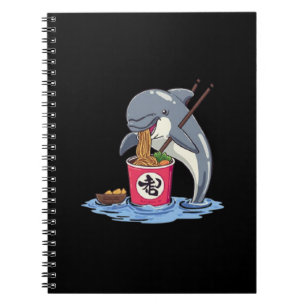 Illustration av delfin som äter Ramen Anteckningsbok
