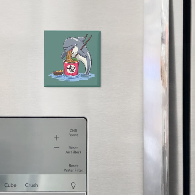 Illustration av delfin som äter Ramen Magnet (In Situ (Fridge))