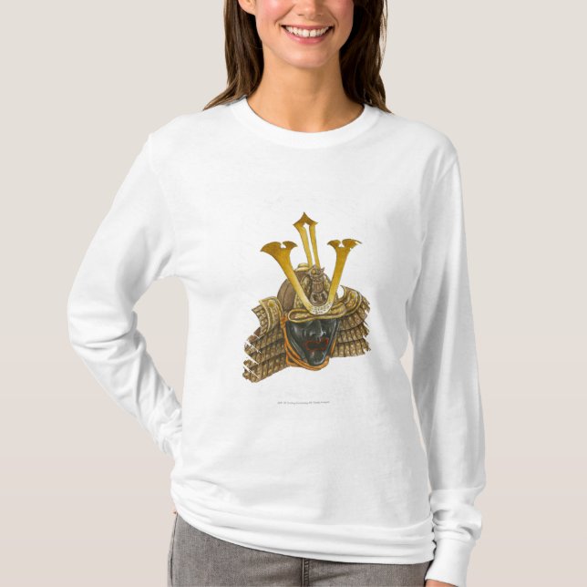 Illustration av den 16th århundradesamuraihjälmen t-shirt (Framsida)