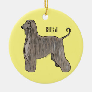 illustration av den afghanska tecknaden för hound julgransprydnad keramik