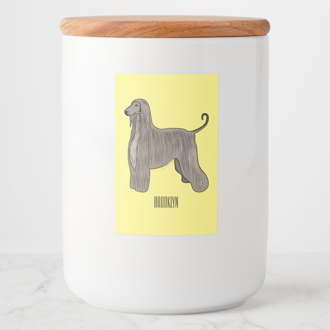 illustration av den afghanska tecknaden för hound  mat etikett (Framsida)