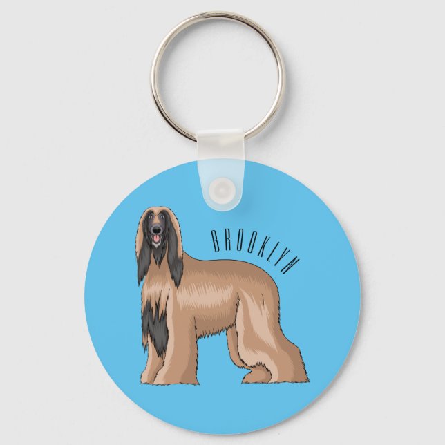 illustration av den afghanska tecknaden för hound  nyckelring (Framsida)