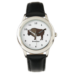illustration av den amerikanska bison buffalo i ly armbandsur