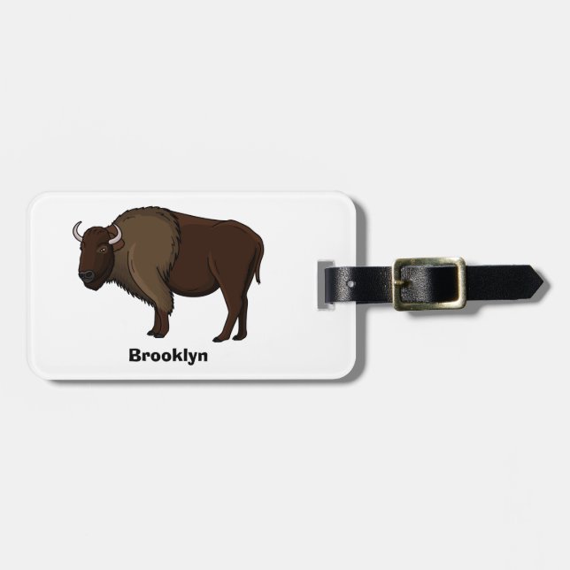 illustration av den amerikanska bison buffalo i ly bagagebricka (Horisontell Framsida)