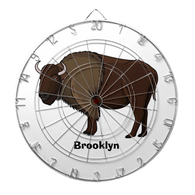 illustration av den amerikanska bison buffalo i ly darttavla (Framsidan)